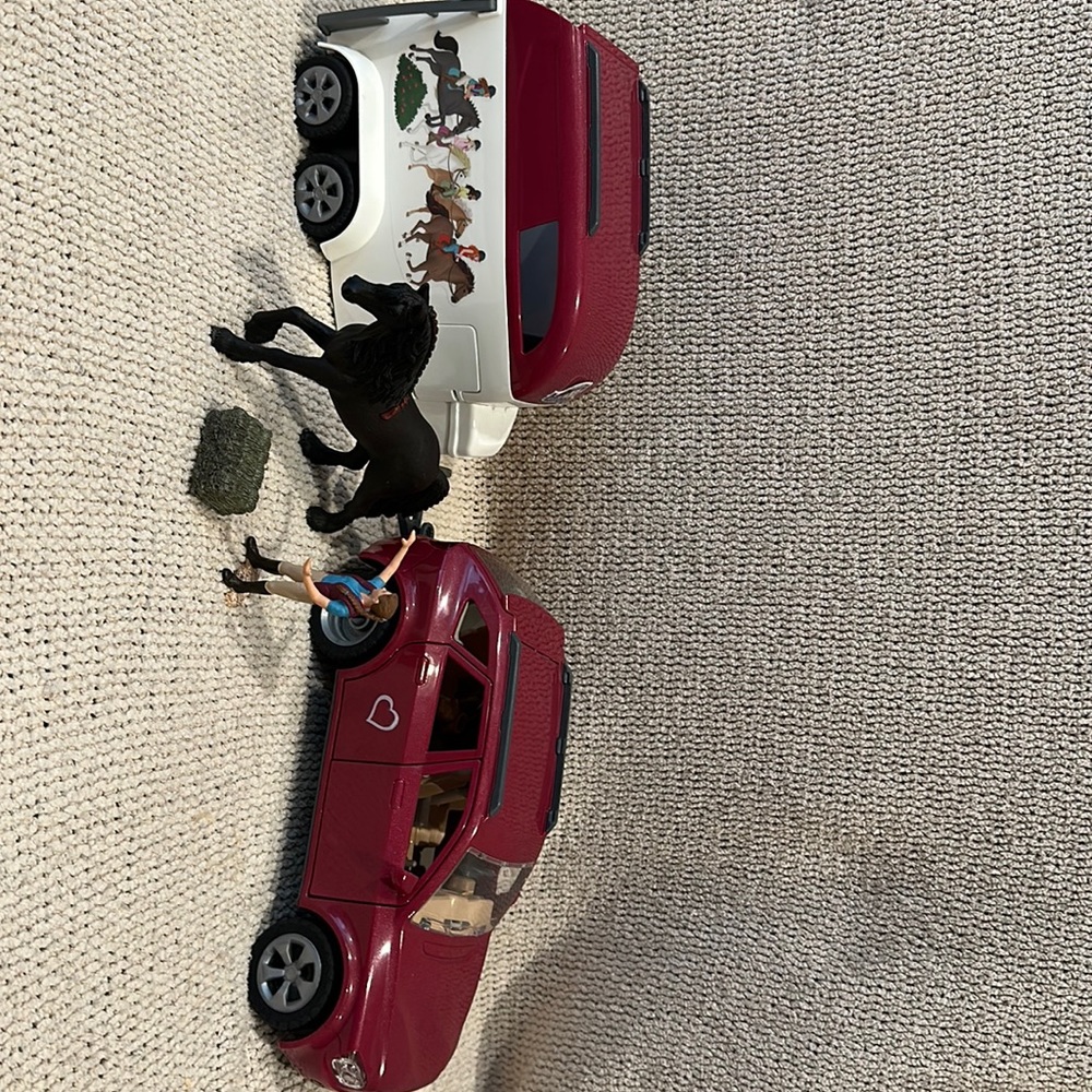 Schleich horse trailer with horse and person